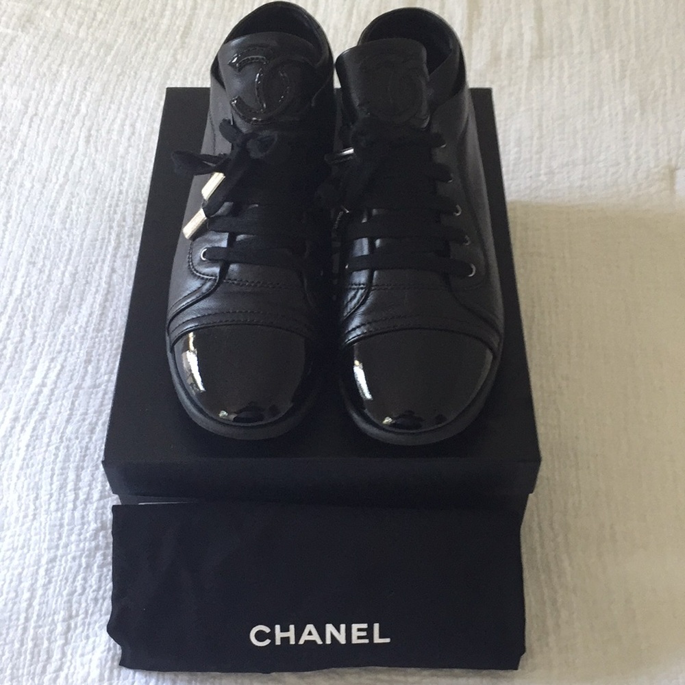 Authentic Chanel Patent & Leather Sneakers